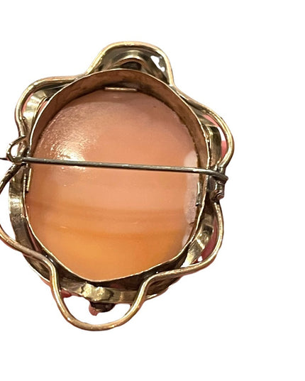 Antique Large 10k Gold Filled Shell Carnelian Shell Dianna Cameo 1850 Victorian
