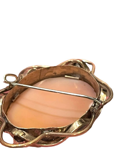 Antique Large 10k Gold Filled Shell Carnelian Shell Dianna Cameo 1850 Victorian
