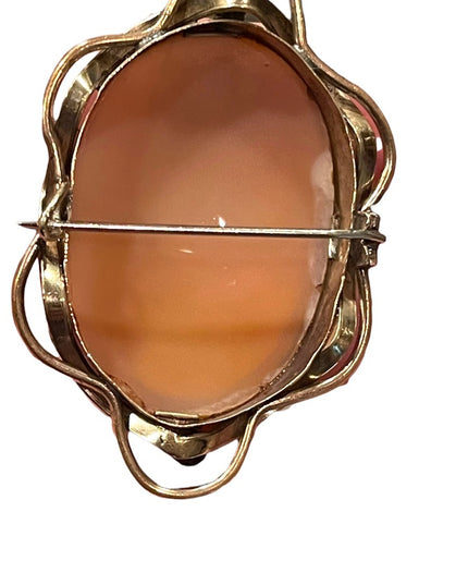 Antique Large 10k Gold Filled Shell Carnelian Shell Dianna Cameo 1850 Victorian