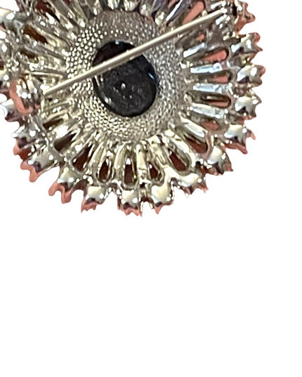 Vintage 1950s Beautiful Blue Crystal Vintage brooch starburst silver finish