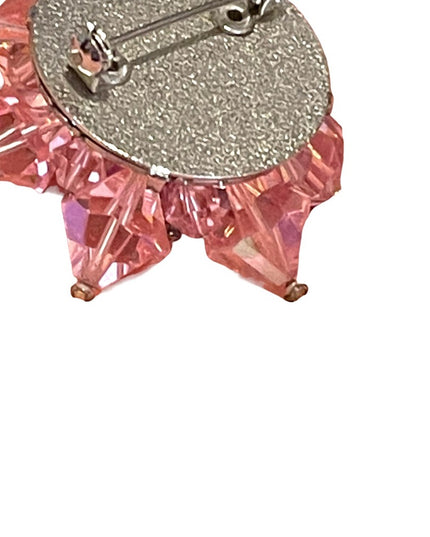 Vintage 1950s Pink chunky large heavy Czech Crystal starburst brooch flower