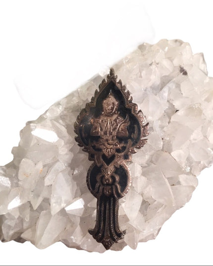 Antique Siam Sterling silver 925 1920s Sitting Budda Niello brooch