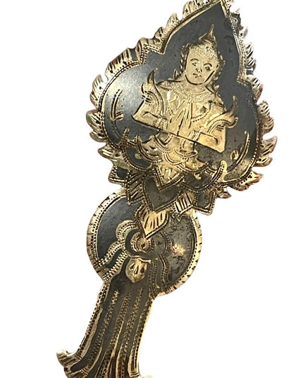 Antique Siam Sterling silver 925 1920s Sitting Budda Niello brooch