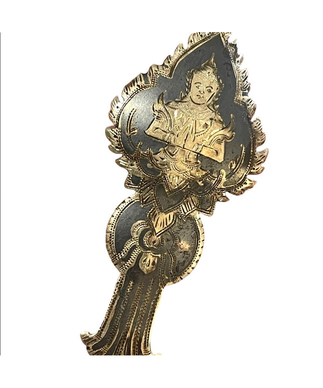 Antique Siam Sterling silver 925 1920s Sitting Budda Niello brooch
