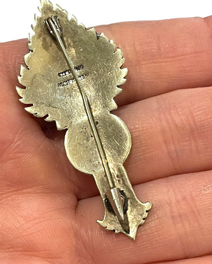 Antique Siam Sterling silver 925 1920s Sitting Budda Niello brooch