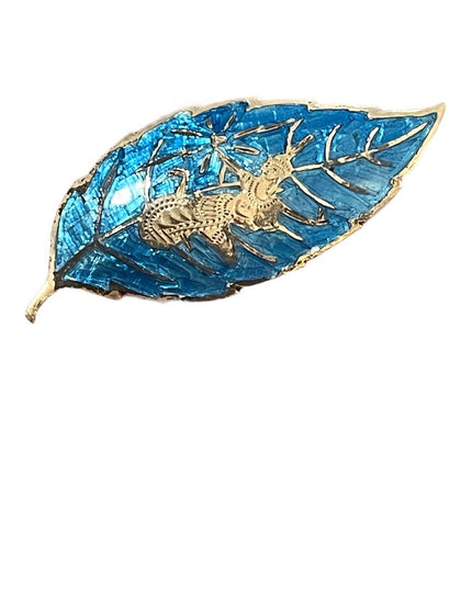 Vintage Sterling silver 925 Niello Siam dancing goddess Blue enamel brooch