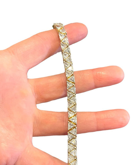 Sterling silver 925 Heavy rhodium finish CZ crystal triangle link bracelet Spark