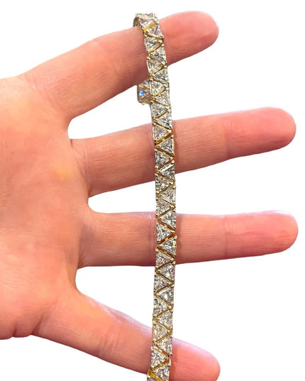 Sterling silver 925 Heavy rhodium finish CZ crystal triangle link bracelet Spark