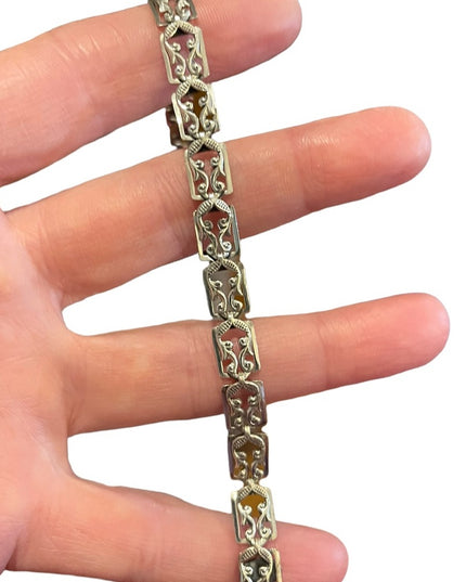 Vintage 1960s Danecraft Sterling silver 925 Etched fancy link bracelet