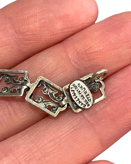 Vintage 1960s Danecraft Sterling silver 925 Etched fancy link bracelet