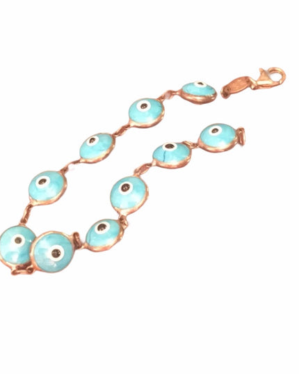 Sterling silver 925 Blue glass evil eye bracelet