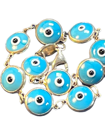 Sterling silver 925 Blue glass evil eye bracelet