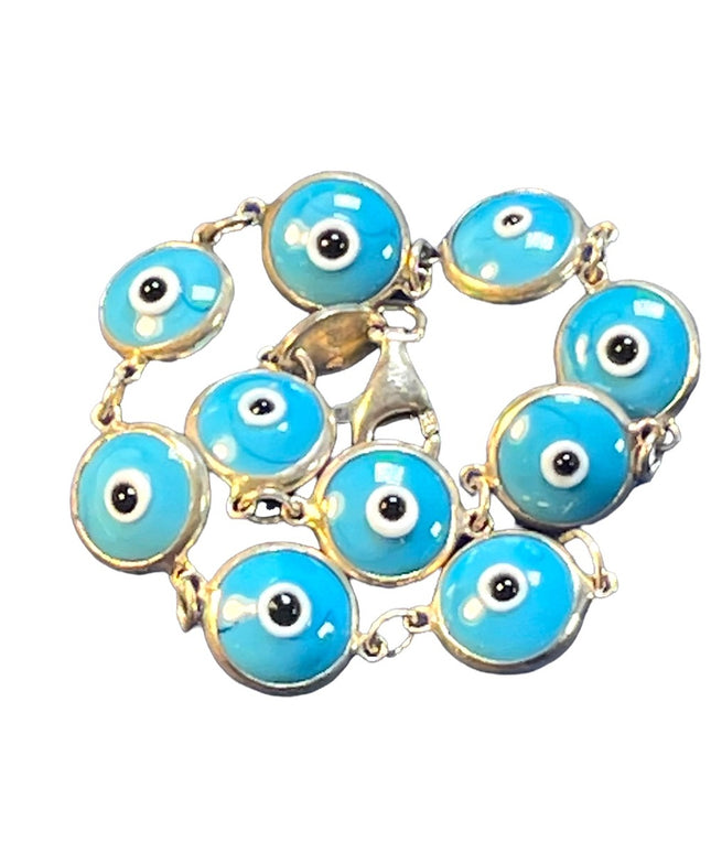 Sterling silver 925 Blue glass evil eye bracelet