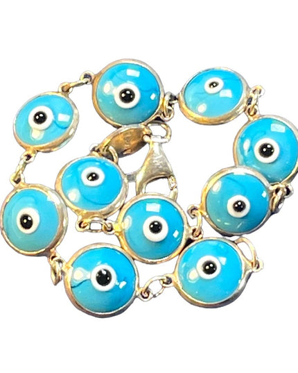 Sterling silver 925 Blue glass evil eye bracelet