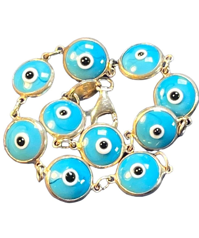Sterling silver 925 Blue glass evil eye bracelet