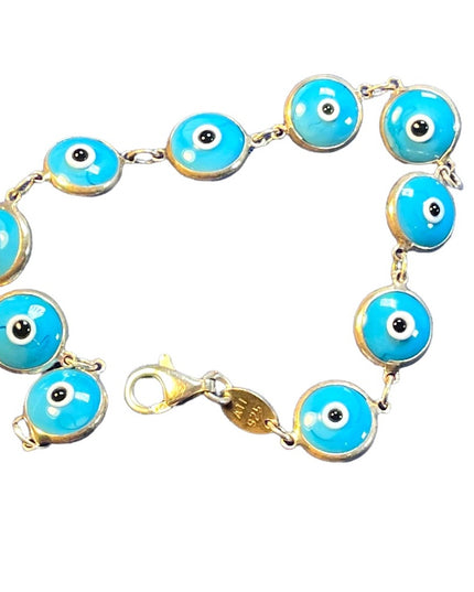 Sterling silver 925 Blue glass evil eye bracelet
