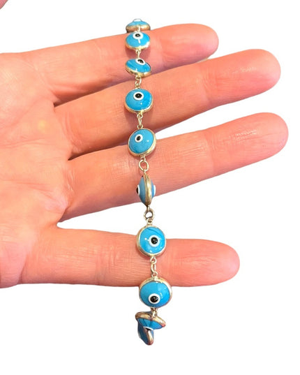 Sterling silver 925 Blue glass evil eye bracelet