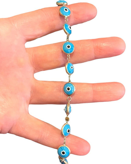 Sterling silver 925 Blue glass evil eye bracelet