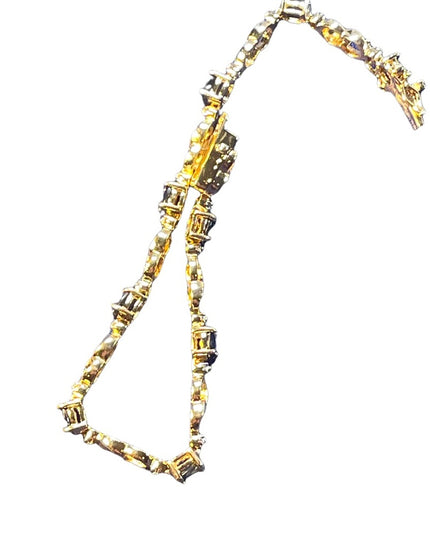Sterling Silver 925 Gold plt Real sapphire & Diamond tennis bracelet