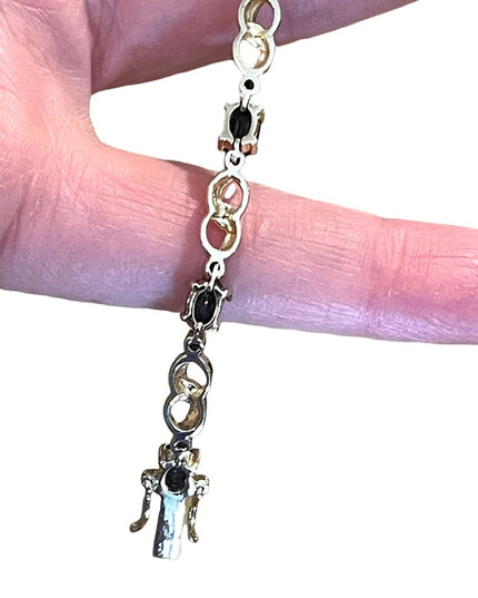 Sterling Silver 925 Gold plt Real sapphire & Diamond tennis bracelet