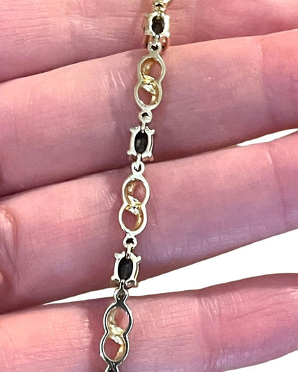 Sterling Silver 925 Gold plt Real sapphire & Diamond tennis bracelet