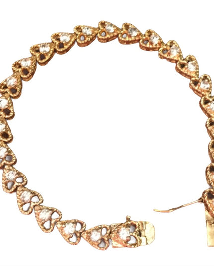 Sterling silver 925 Gold plated Heart CZ tennis bracelet