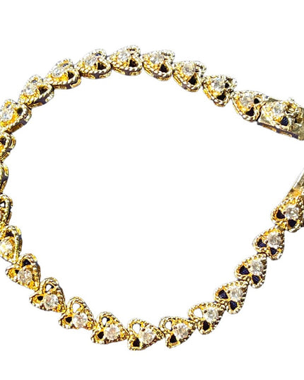 Sterling silver 925 Gold plated Heart CZ tennis bracelet