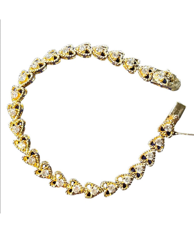 Sterling silver 925 Gold plated Heart CZ tennis bracelet