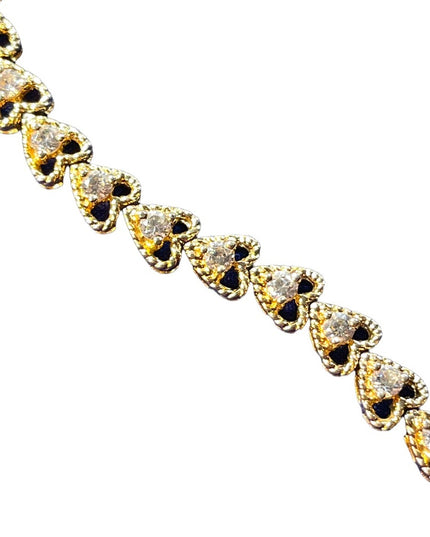 Sterling silver 925 Gold plated Heart CZ tennis bracelet