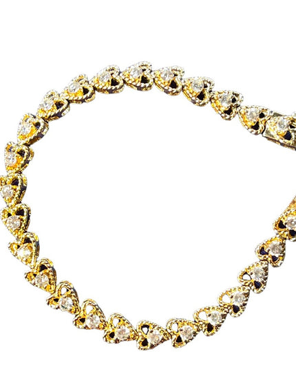 Sterling silver 925 Gold plated Heart CZ tennis bracelet