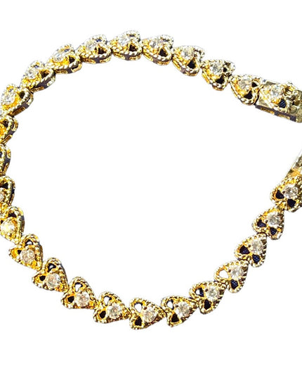 Sterling silver 925 Gold plated Heart CZ tennis bracelet