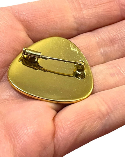 Vintage Damascene Spain Gold plated bird brooch