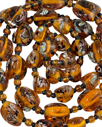 Vintage amber Italy murano glass bead necklace HEAVY