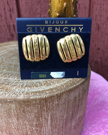 Vintage 1980s Givenchy Bijoux Clip gold finish earrings