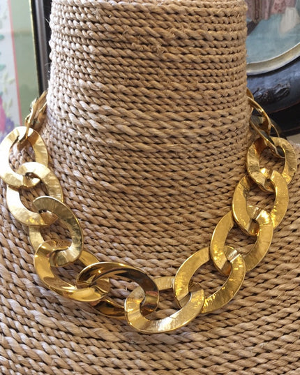 Vintage thick heavy chain link choker necklace