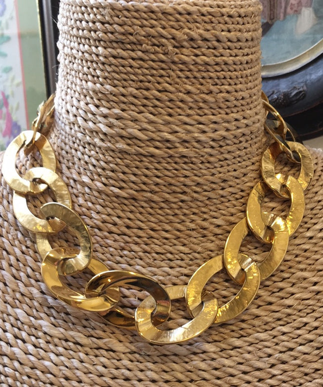 Vintage thick heavy chain link choker necklace