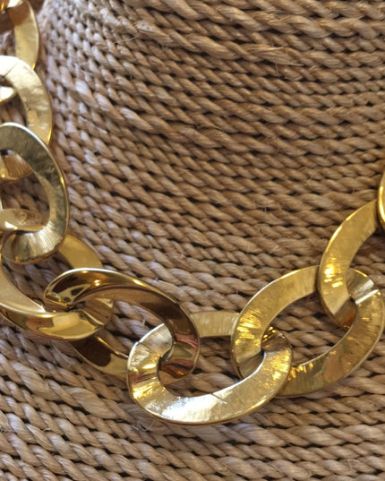 Vintage thick heavy chain link choker necklace