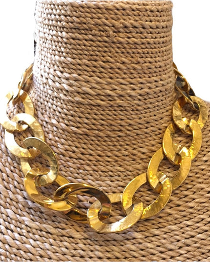 Vintage thick heavy chain link choker necklace