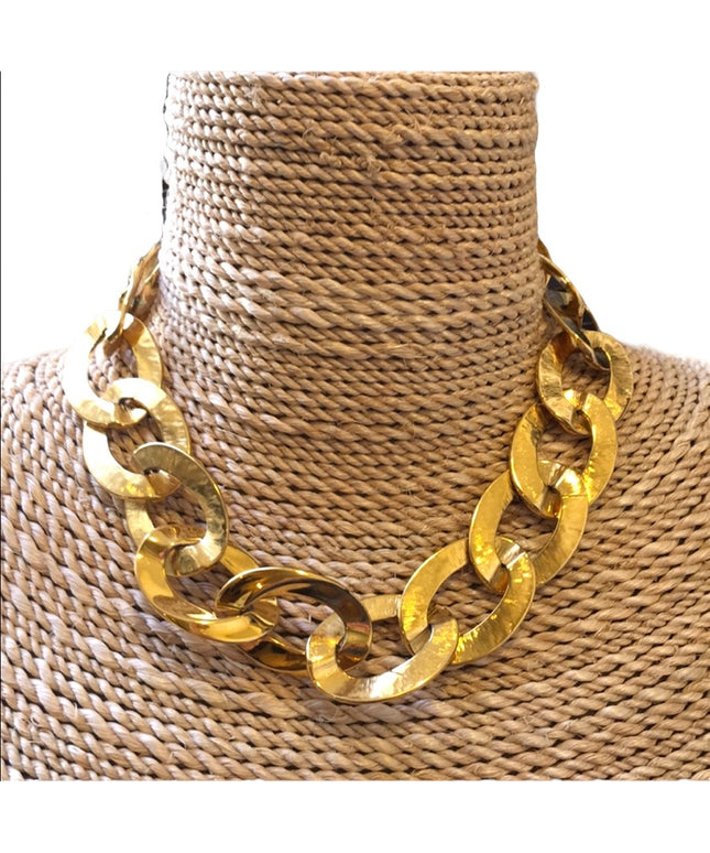 Vintage thick heavy chain link choker necklace