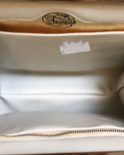 Vintage Large gold Metalic fancy patent leather purse Mid century 1950s Glam