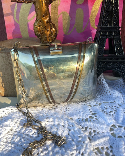 Vintage Alpaca silver evening bag Rare clutch shoulder bag