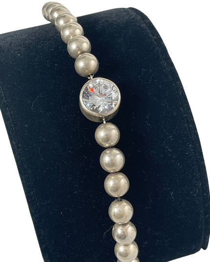 vintage sterling silver 925 Chunky large bead & crystal bracelet