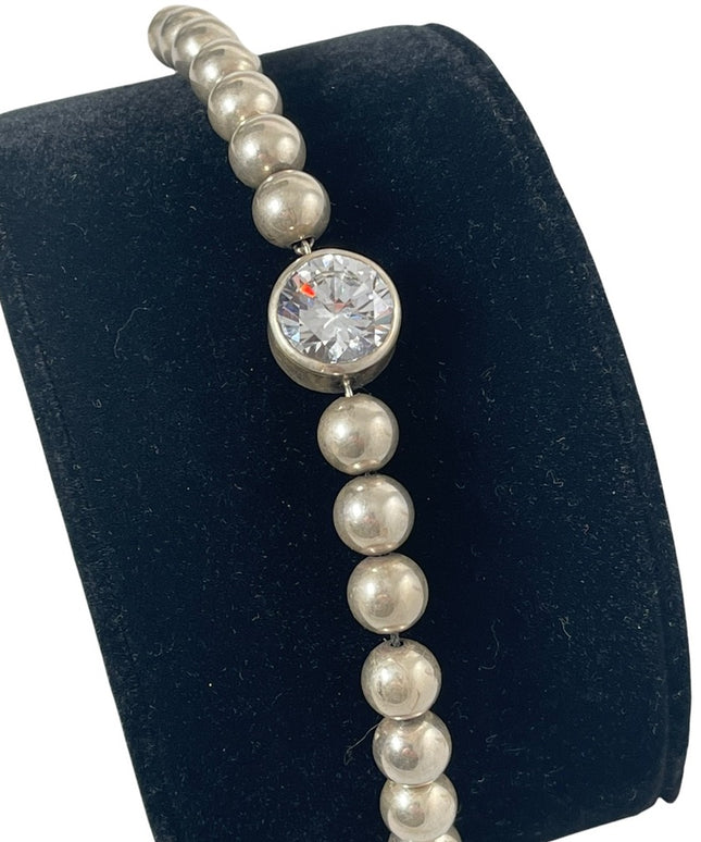 vintage sterling silver 925 Chunky large bead & crystal bracelet