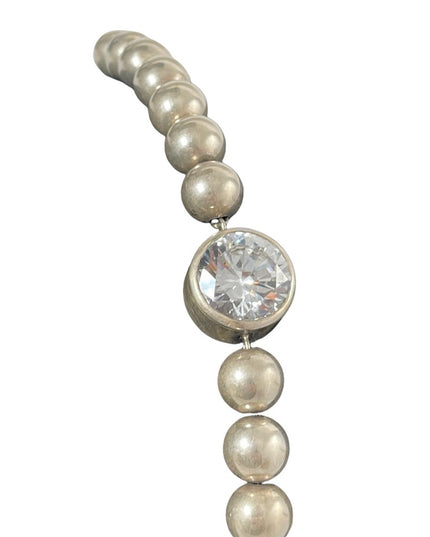 vintage sterling silver 925 Chunky large bead & crystal bracelet