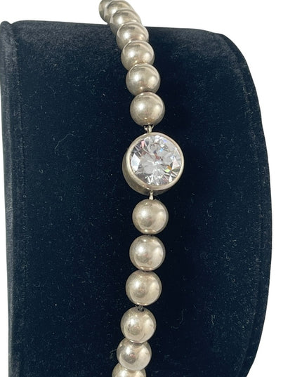 vintage sterling silver 925 Chunky large bead & crystal bracelet