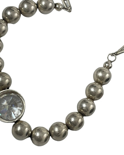 vintage sterling silver 925 Chunky large bead & crystal bracelet