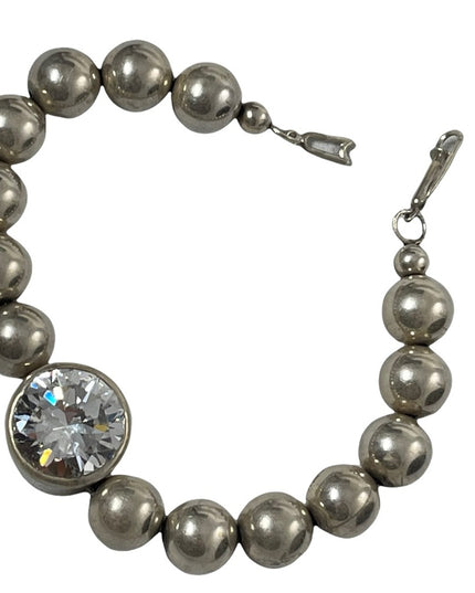 vintage sterling silver 925 Chunky large bead & crystal bracelet