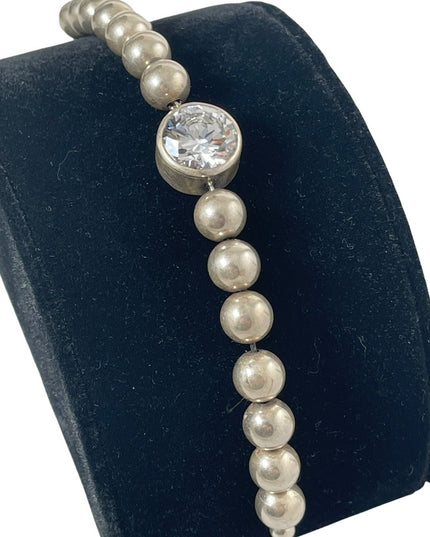 vintage sterling silver 925 Chunky large bead & crystal bracelet