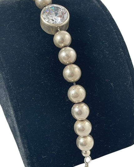 vintage sterling silver 925 Chunky large bead & crystal bracelet