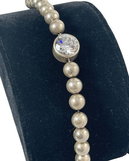 vintage sterling silver 925 Chunky large bead & crystal bracelet